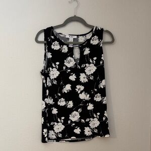 White House Black Market Black and White Floral Tank Top